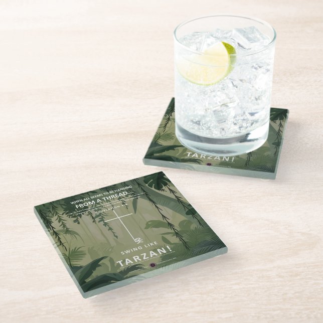 Hanging on a Thread Glass Coaster (Angled)