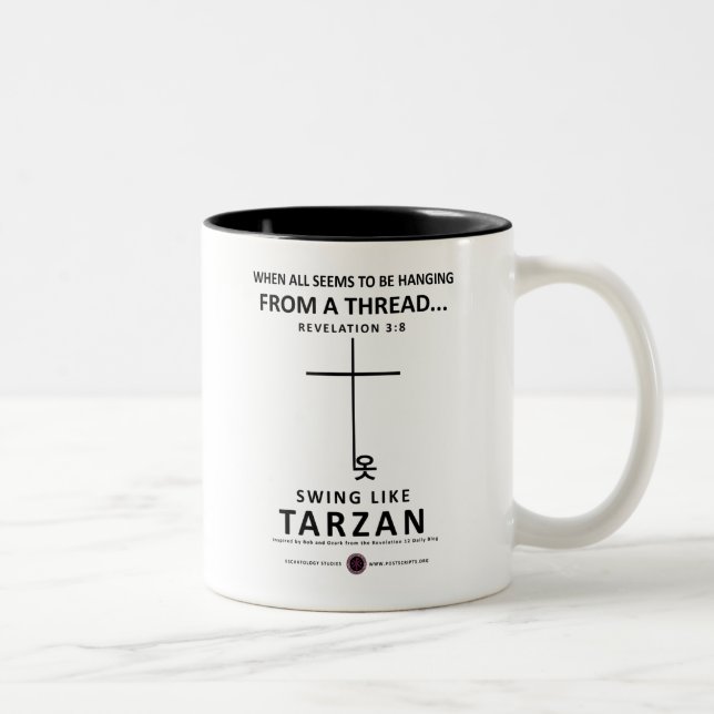 Hanging on a Thread Two-Tone Coffee Mug (Right)