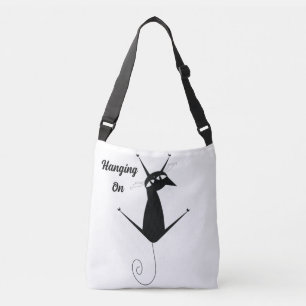 Hanging On Black Cat Crossbody Bag