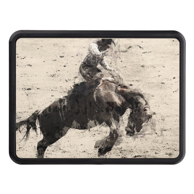 Hanging On - Bronco Busting Champ Trailer Hitch Cover (Front)