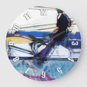 Hanging On  -  Stunt Scooter Artwork Large Clock