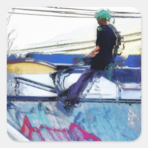 Hanging On  -  Stunt Scooter Artwork Square Sticker