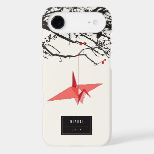 Hanging Origami Red Paper Cranes Branches Zen Case