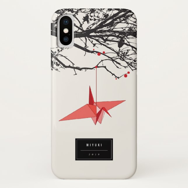 Hanging Origami Red Paper Cranes Branches Zen Case (Back)