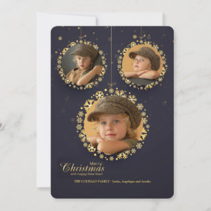 Hanging Ornaments 3-Photo Holiday Card