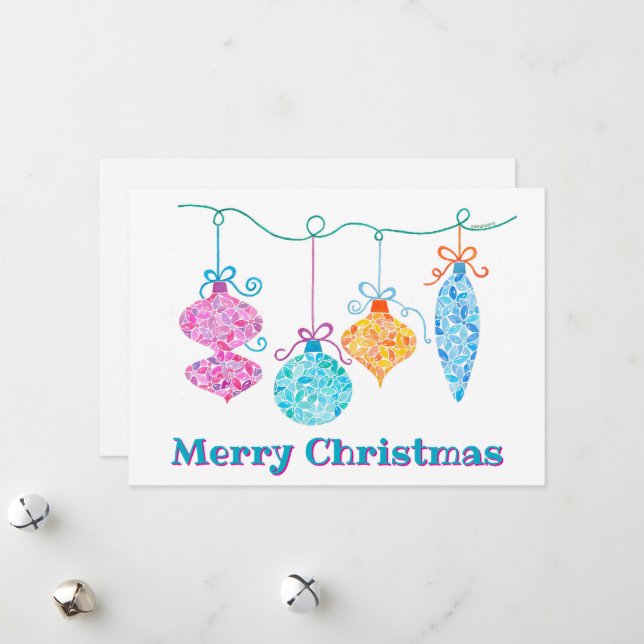 Hanging Ornaments Christmas Card (Front/Back In Situ)