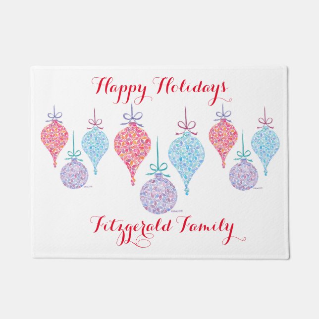 Hanging Ornaments Door Mat by Sue Weidlich (Front)