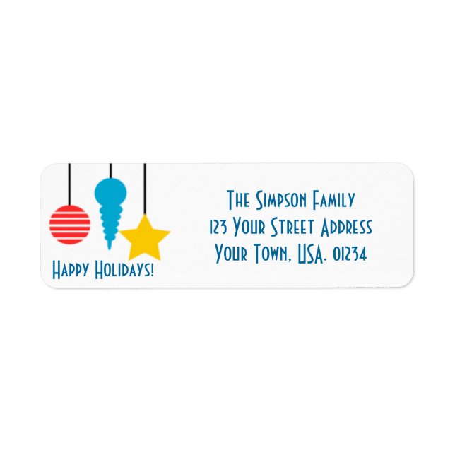 Hanging Ornaments Holidays Return Address Labels (Front)