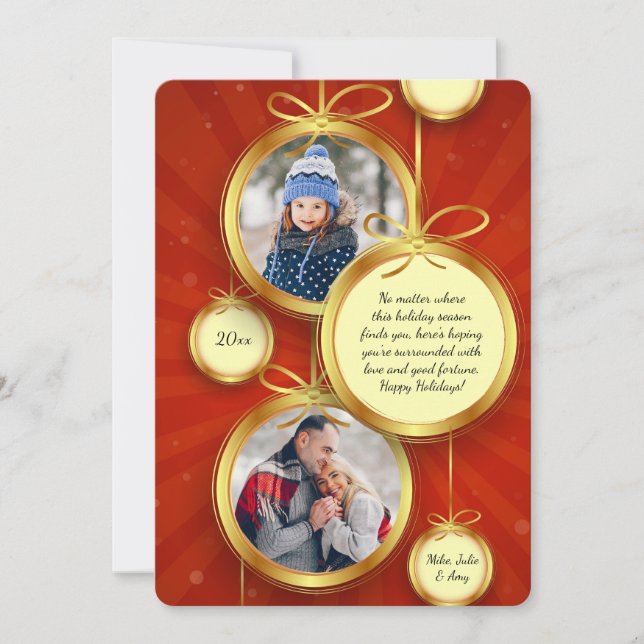 Hanging Ornaments Photo Holiday Card (Front)