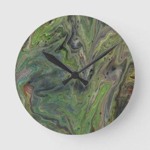 Hanging Out Deep Green Abstract Wall Clock