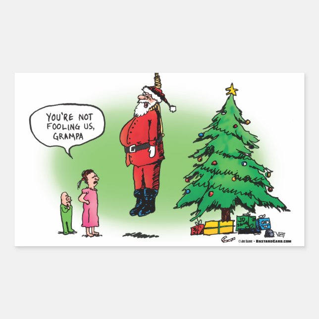 Hanging Out Santa Twisted Cartoon Sticker (Front)