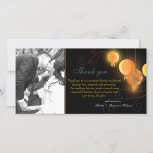 Hanging Paper Lanterns Wedding Thank You Photo Card