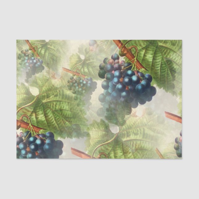Hanging Purple Grapes in Mist Tissue Paper (Front)
