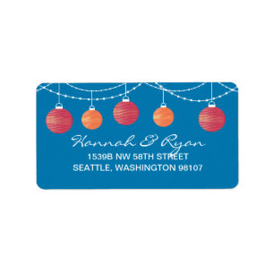 Hanging Red & Orange Paper Lantern On Lights Label