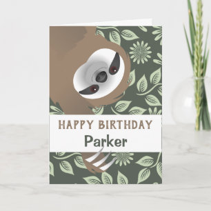 Hanging Sloth Happy Birthday Card