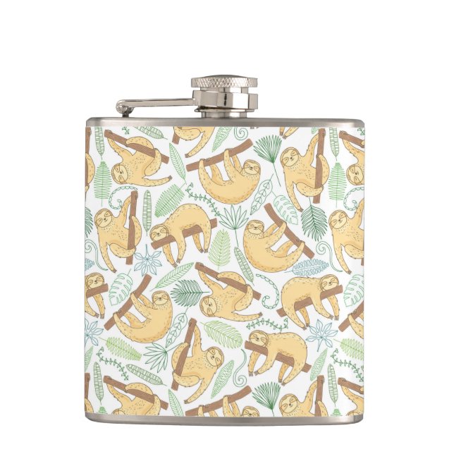 Hanging Sloths Hip Flask (Front)
