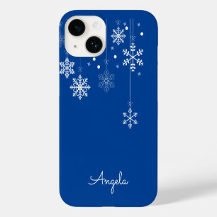 Hanging Snowflakes Blue Nom unique iPhone 14 Coque