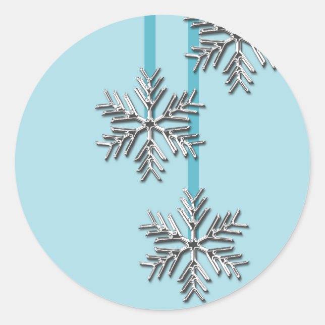 Hanging Snowflakes Holiday Cards Envelope Seals (Front)