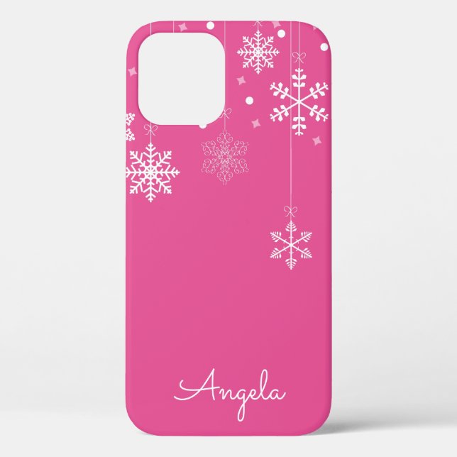 Hanging Snowflakes rose Nom unique iPhone 12 Coque (Verso)
