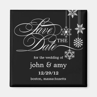 Hanging Snowflakes Save The Date Magnet