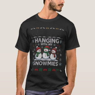 Hanging Snowmies Christmas Snowmen Trees Snowflake T-Shirt