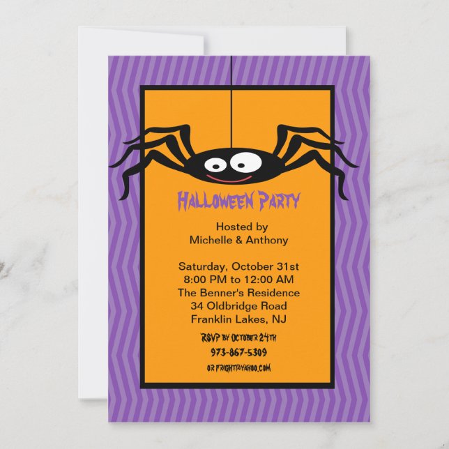 Hanging Spider Halloween Invitation (Front)