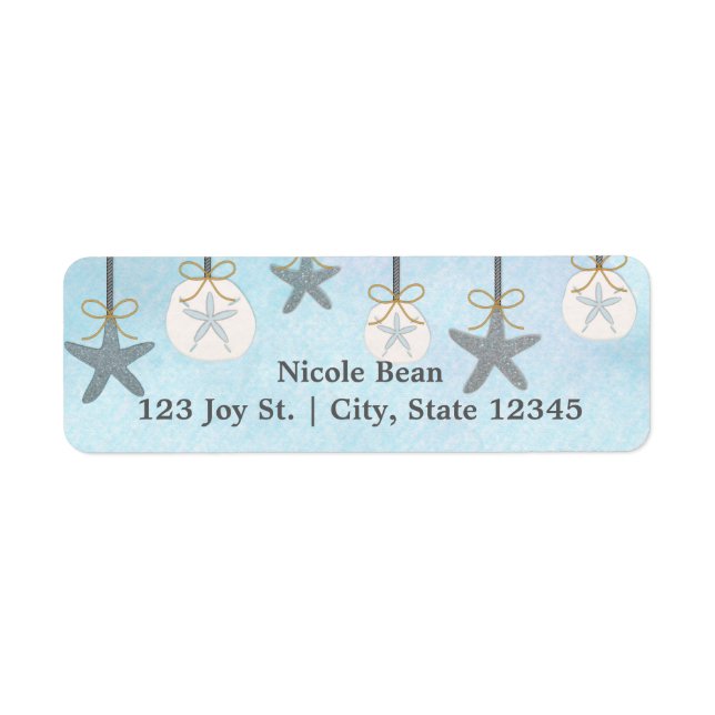 Hanging Starfish & Sand Dollar Étiquette de adress (Devant)