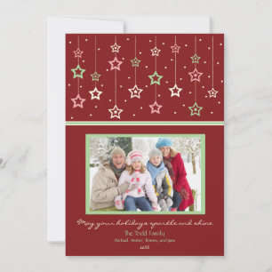 Hanging Stars Holiday Card (red)