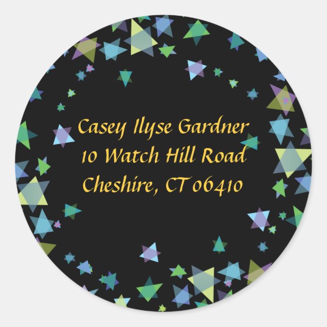 Hanging Stars Jewish REPY RETURN autocollants labl (Devant)