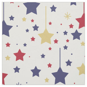 Hanging Stars Red Blue Silver Gold Fabric