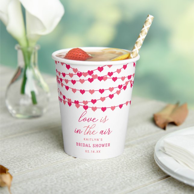 Hanging String Love Hearts Bridal Shower Paper Cups (Insitu)