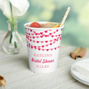 Hanging String Love Hearts Bridal Shower Paper Cups