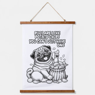 Hanging tapestry with Pug like potato chips