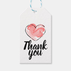 Hanging thank you tags with red heart