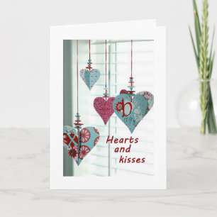 HANGING VALENTINE'S DAY HEARTS SEND KISS/WISH HOLIDAY CARD