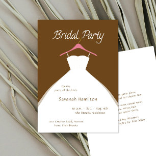 Hanging Wedding Dress Brown Bridal Party  Invitation