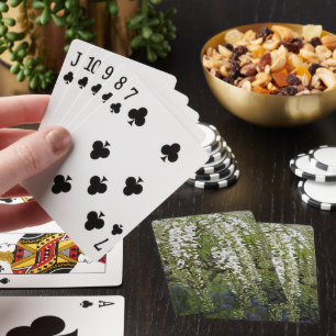 Hanging White Wisteria Floral Playing Cards