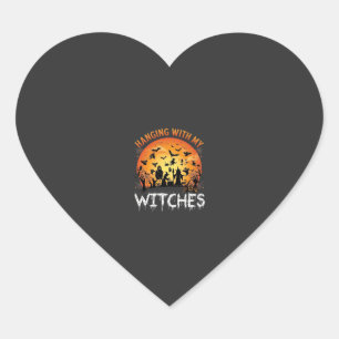 Hanging Witches Halloween Moon Bats Pumpkins_1 Heart Sticker