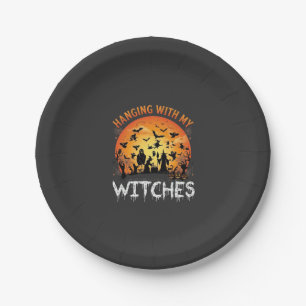 Hanging Witches Halloween Moon Bats Pumpkins_1 Paper Plate