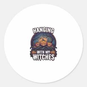 Hanging Witches Halloween Pumpkins Haunted Forest  Classic Round Sticker