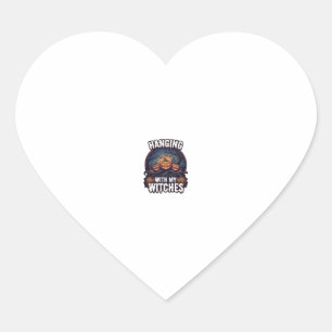 Hanging Witches Halloween Pumpkins Haunted Forest Heart Sticker