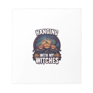 Hanging Witches Halloween Pumpkins Haunted Forest  Notepad