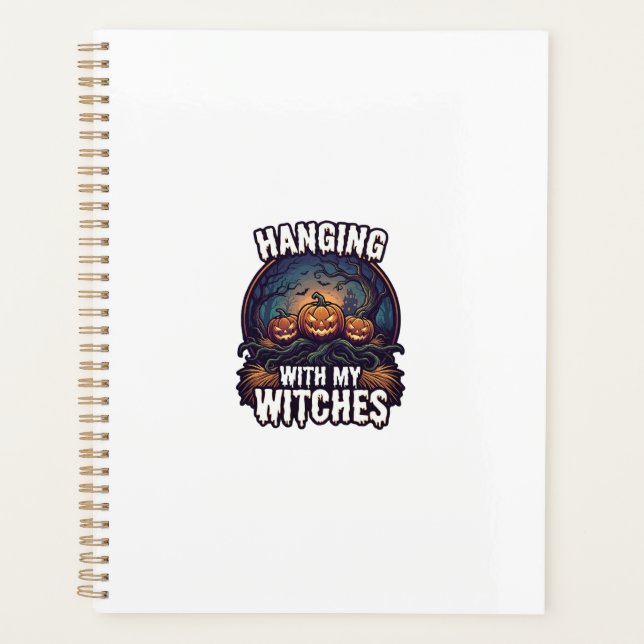 Hanging Witches Halloween Pumpkins Haunted Forest  Planner (Front)