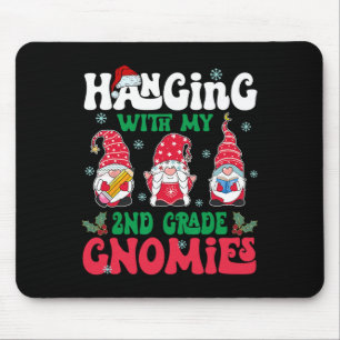 Hanging With My 2nd Grade Gnome Christmas Funny Te Mouse Pad