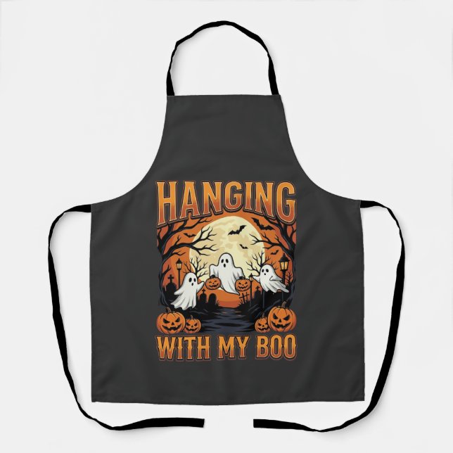 Hanging With My Boo Halloween Ghost Design Apron (Front)