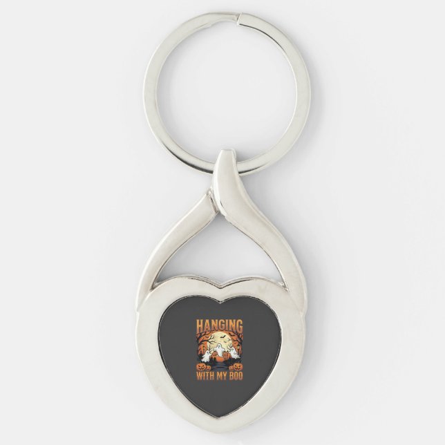 Hanging With My Boo Halloween Ghost Design Keychain (Front)