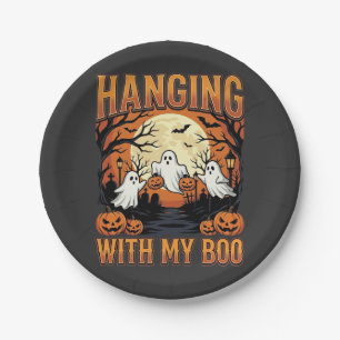 Hanging With My Boo Halloween Ghost Design Paper Plate