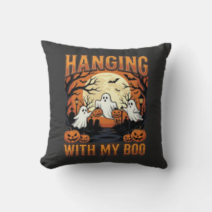 Hanging With My Boo Halloween Ghost Design Throw Pillow