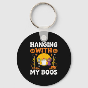 Hanging With My Boos Funny Halloween Ghost Witch S Keychain