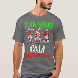 Hanging With My CNA Gnomies Cute Xmas Lights Gnome T-Shirt